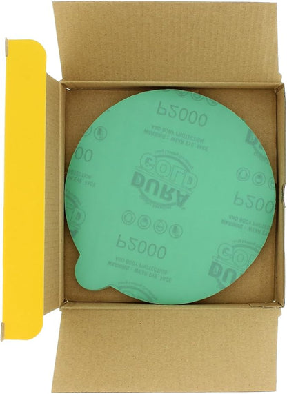 Dura-Gold Premium 6" Green Film PSA Sanding Discs - 2000 Grit (Box of 25) - Self Adhesive Stickyback Sandpaper for DA Sander, Detailing Finishing Cut Abrasive, Sand Automotive Paint Woodworking Wood
