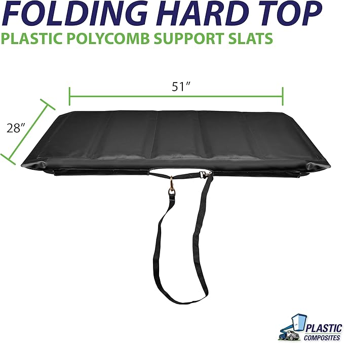 Bucket Truck Parts Folding Hard Top Bucket Cover, Space-saving Foldable Hard Cover that Hold Up Even If Water Pools, Nylon Strap with Buckle for Quick Fastening, Fits 2 Man Bucket (28"x51")