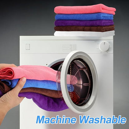 HARFINGTON 6 Pack Microfiber Cleaning Cloth, 24" x 16" Multi-Functional Cleaning Towels Reusable Absorbent Rags for Car Wash Kitchen Household Window Clean, Purple