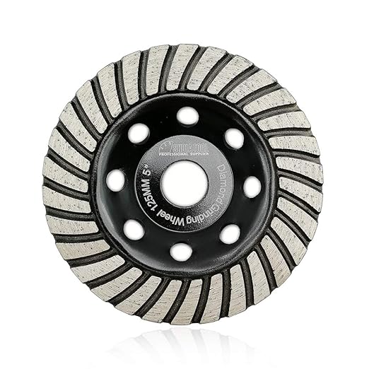 SHDIATOOL 5 Inch Turbo Row Diamond Grinding Cup Wheel for Concrete Granite Marble Masonry Brick Fits 7/8 Inch -5/8 Inch Arbor