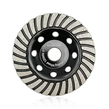 SHDIATOOL 5 Inch Turbo Row Diamond Grinding Cup Wheel for Concrete Granite Marble Masonry Brick Fits 7/8 Inch -5/8 Inch Arbor