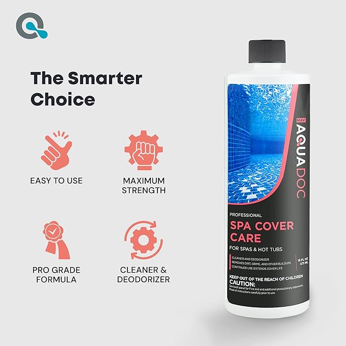 AquaDoc Hot Tub Cover Protector - Spa Cover Cleaner and Protectant for Dirt, Grime & Odors - Hot Tub Care Solution - Made in USA - 16oz