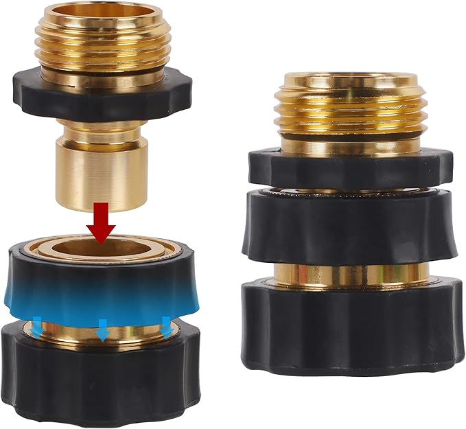 Biswing 3/4 Inch Garden Hose Quick Connector, Aluminum Male and Female Quick Connect Garden Hose Fittings, Quick Release Water Hose Connector Fitting (8 Pack)