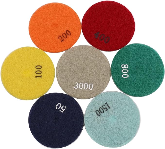 BSRTTOOL 7PCS Resin Diamond Floor Polishing Pads 3 Inch for Granite Marble Stone Terrazzo