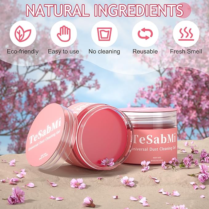 TeSabMi Car Cleaning Gel Car Cleaning Putty Car Putty Car Interior Cleaner Car Slime Car Detailing Kit Car Accessories Valentines Day Gifts for Him Her Men Women Stocking Stuffers Pink