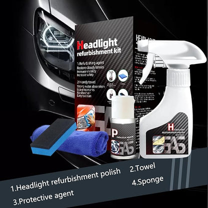 Nmoiat Headlight Restoration Kit, Automotive Headlight Cleaner Polishing Kits, Headlamp Repair Polisher Cleaning Kits Ceramic Coating Spray Head Light Restoring Kit for All Vehicle Types