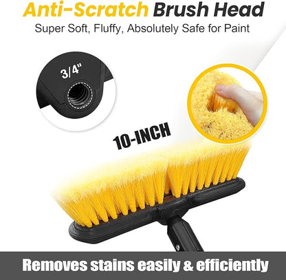 65" Car Wash Brush with Extension Pole, Car Wash 10” Dip Soft Brush, No Scratch Car Cleaning Brush Supplies for RV Boat Truck SUV, House Siding, Snow, Floors