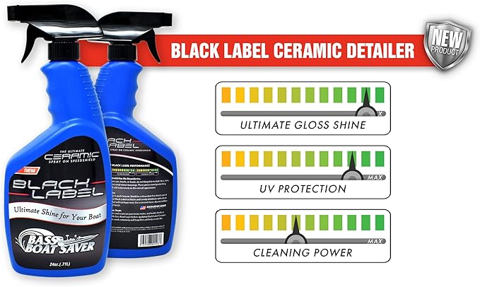 Black Label Ceramic Speedshield - Ultimate Brilliant Ceramic Marine Shine Spray - Ceramic Detailer Spray with Micro Repair Technology