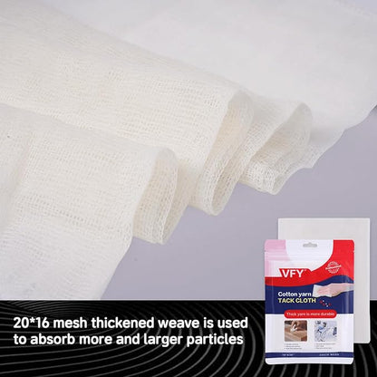 Tack Cloth 20-PC, Individual Wrapping High Tack White, 18"x 36" Size, 20x16 Mesh Tack Rags, Reclosable Zipper Bag, Wax & Silicone Free Anti-Static for Woodworking, Automotive Painting & Sanding