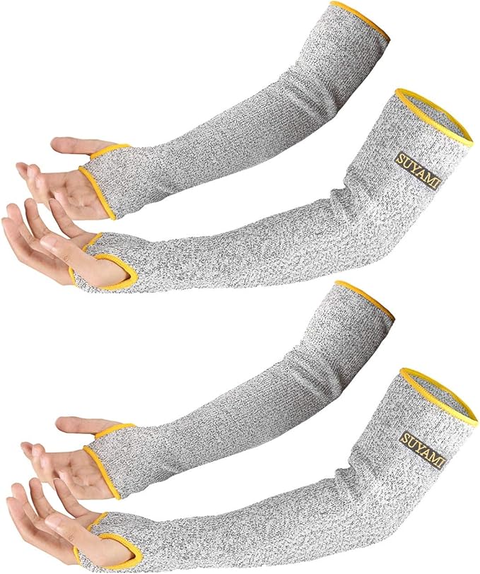 SUYAMI 2 Pairs Arm Protection Sleeves, Cut Resistant Sleeves Level 5 Protection, Slash Resistant Safety Arm Guards