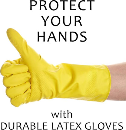 SteadMax 3/6 Pairs Cleaning Gloves, Reusable Natural Rubber Dish Gloves, Non-Slip Gloves for Kitchen and Household