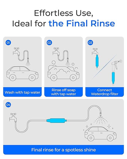 Waterdrop Hard Water Filter for Hose Car Wash, Water Deionizer for Car Washing, Window, Boat, Marine, Motorcycle, Yard Cleaning, Wash Spot Free, 4 Pack with 2 Hose Protector