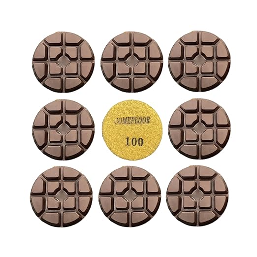 Concrete Floor Polishing Pucks Diamond Resin Disc for Terrazzo, Marble, Granite Floor, 3 Inch Hook and Loop Polishing Pad,100# 9PCS