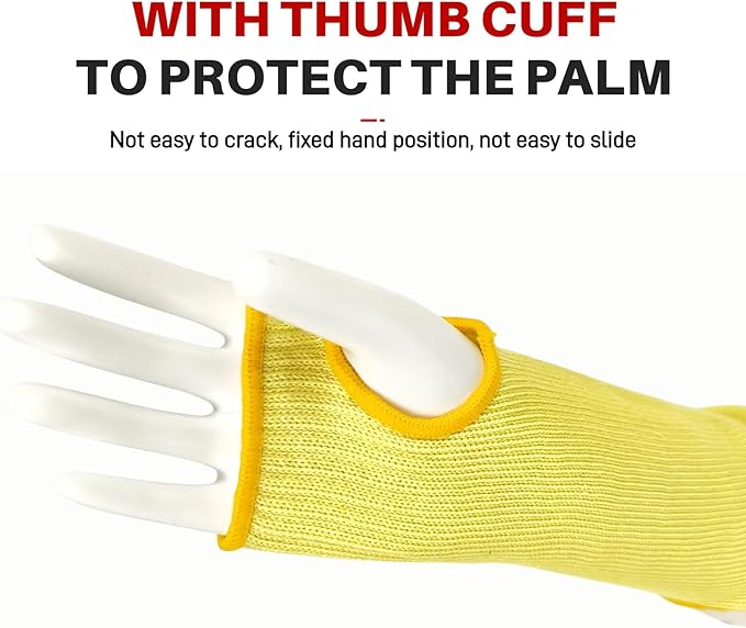 GOL-SIV Cut Resistant Sleeves With Thumb Hole,Thin Skin Arm Protection Sleeves And Bruising, Kevlar Sleeves,For Gardening, Welding, Kitchen,For Women, Men, Elderly(Yellow, 11.8 in)