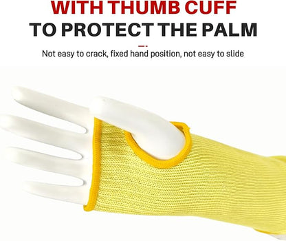 GOL-SIV Cut Resistant Sleeves With Thumb Hole,Thin Skin Arm Protection Sleeves And Bruising, Kevlar Sleeves,For Gardening, Welding, Kitchen,For Women, Men, Elderly(Yellow, 11.8 in)
