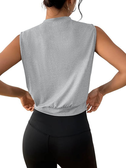 SOFIA'S CHOICE Women Workout Crop Tank Tops Cropped Sleeveless Muscle Shirt Gym Yoga Running