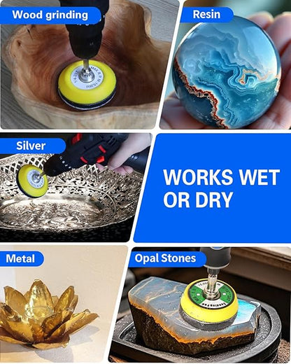 2 Inch Sanding Discs Drill Polishing Kit, 193PCS Car Headlight Restoration Kit, Hook & Loop Wet Dry Buffing Pads for Rotary Tools, Dremel Sanding Bits Attachment for Aluminum Resin Metal Glass