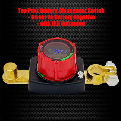 Ampper Battery Disconnect Switch with Voltmeter, 12-48V Battery Cut Off ON/Off Shut Off Switch for Car, RV and More (Top Post Negative)