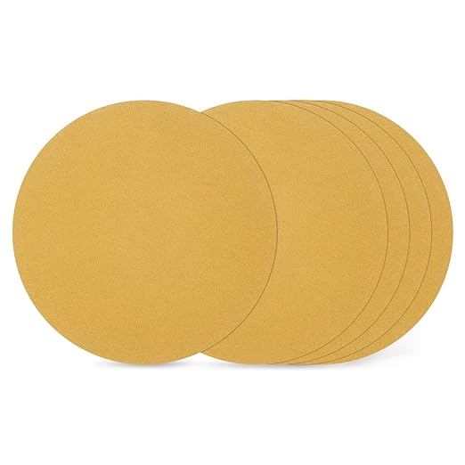 Kozelo 50 Pcs Sanding Discs 8 Inch 40 Grit Hook and Loop Random Orbital Sandpapers Suitable for Drywall Sander Wood Metal Furniture, Yellow