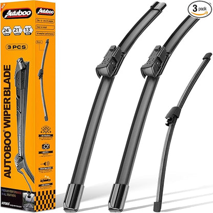 AUTOBOO 24"+21" Windshield Wipers with 13" Rear Wiper Blade Replacement for Volkswagen VW Tiguan 2017 2016 2015 2014 2013 2012 2011 2010 2009 2008 2007-Original Factory Quality (Pack of 3)