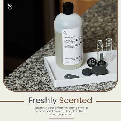 Session Goods Glass Cleaning Solution 16Oz (Scented) - Glass Pipe Cleaner with Cotton Swabs, Water Pipe Cleaner Cleans Metal, Silicone, Ceramic, & Resin Remover, Destroy Wax, Oil & Stinky Debris