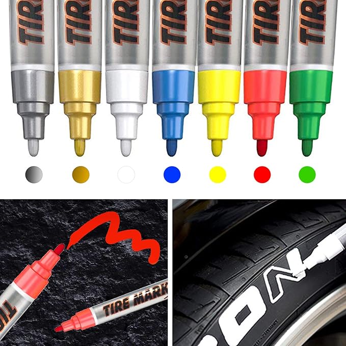 MC MOTOPARTS Permanent Color Tire Pen Marker Lettering Paint Drawing Tool Automotive Motorcycle Care 1 piece (Red)