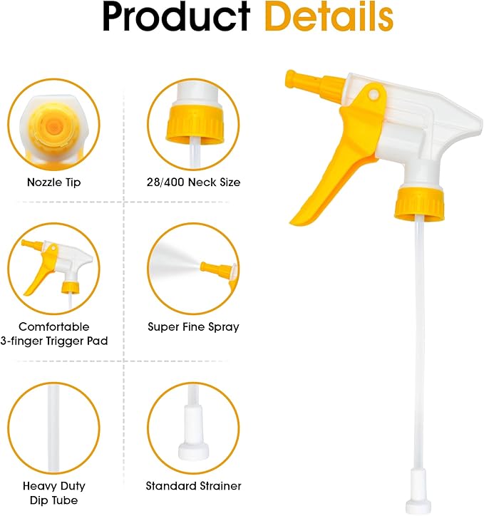 Nanoskin 6-Pack Heavy-Duty Foamer Trigger Sprayer – High-Volume, Comfortable Grip, Acid-Resistant, Durable Design, 9 1/4" Dip Tube | Ideal for Professional Auto Detailing and Cleaning Applications
