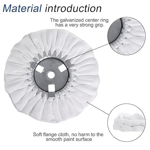 Ketofa 8" Soft Airway Buffing Wheel, 5/8" Cutter Holes for Body Hub Aluminum Polishing, Angle Grinder Fine Polishing Wheel (2 pcs)