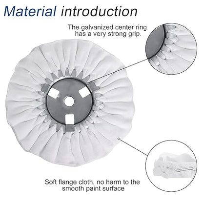 Ketofa 8" Soft Airway Buffing Wheel, 5/8" Cutter Holes for Body Hub Aluminum Polishing, Angle Grinder Fine Polishing Wheel (2 pcs)