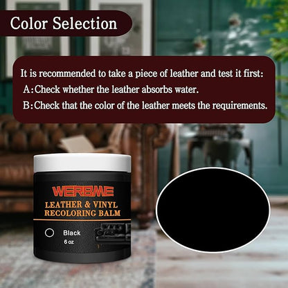 WERBME Leather Recoloring Balm & Color Restorer - Multipurpose Dye & Paint for Faded Leather Couches, Car Seats, Shoes | Fix Scratches on Clothing, Furniture & Accessories(Black)