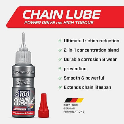 Formula 100 Chain Lube Pro Pack with All Conditions, Dry Conditions, & eBike Lubricant – Collection of Lubricant for Bicycles & Electric Bikes – Protects Against Wear & Corrosion – Three 50ml Bottles