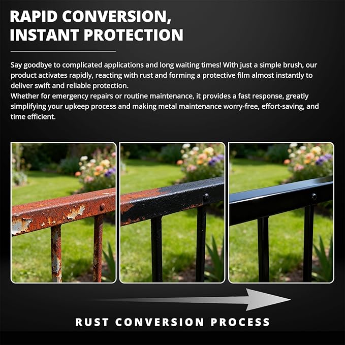 DWIL Rust Converter for Metal, 2 in 1 Rust Converter Paint and Primer, Converts Rust to Long-Lasting Protective Coating, Anti Rust and Rust Prevention Paint, No Sanding or Primer Needed, Black, 16 oz
