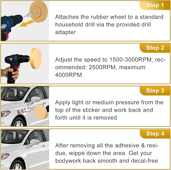 Belinova 2 Pack Eraser Wheel Decal Remover Eraser Wheel Adhesive Remover with Adapter 4 Inch Rubber Eraser Wheel for Drill Removes Car Decal Vinyl Tape Graphics Pinstripe Sticker Remover