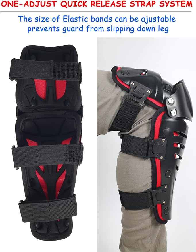 Motorcycle Knee Shin Guards, Long Leg Protection Crash Proof Motorcycle Knee Protection Bendable Adjustable MTB Knee Pads for Men Motocross Gear