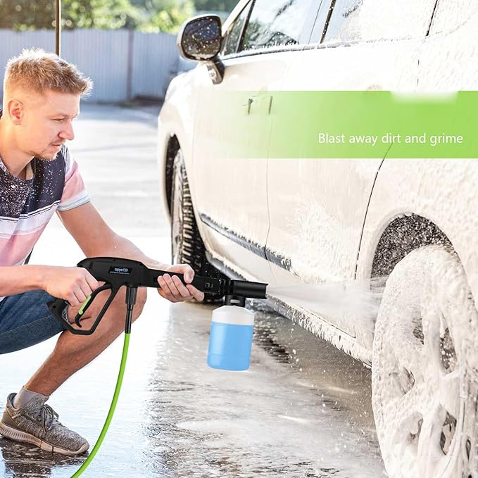 Electric Pressure Washer 5000 PSI,2.8 GPM Power Washer with Foam Cannon,Portable Cleaner with 33ft Hose Reel,4 Nozzle Tips,and Soap Bottle for Cars/Home/Driveways/Patios/Decks/Fences(Green)