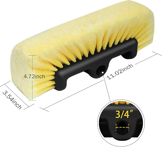 MOFEEZ 10" Car Wash Brush with Soft Detailing Bristle, Flow-Thru Dip Brush for Car Boat RV Camper Truck Washing
