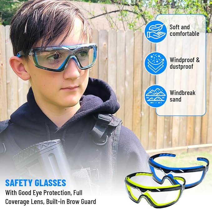TAIGAOASIS 2 PCS Safety Glasses for Men & Women, ANSI and CE Certified, Adjustable, Anti-Fog Clear Lenses,