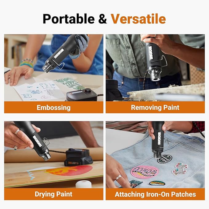 MAKERX Crafting Tool Combo Kit - Portable Rotary Tool, Heat Gun for Sanding, Carving, Drilling, Engraving, 20V Power Share Battery and 42-Piece Accessories Included