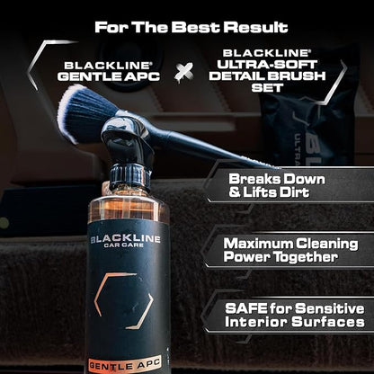 Blackline Car Detail Brushes- Luxury Car Detailing Brush Set for Interior and Exterior - Best Auto Detailing Brushes - Premium Car Detailing Brushes (Ultra Soft Bristles)
