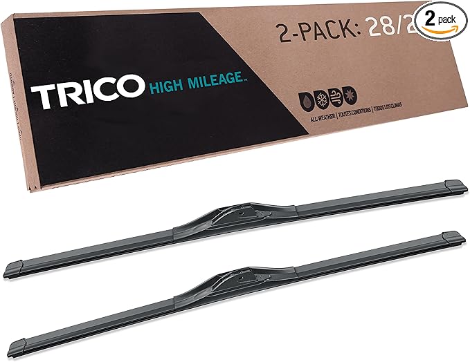 TRICO Solutions™ High Mileage 28 Inch Pack of 2 High Performance Automotive Replacement Windshield Wiper Blade for Select Ford and Aston Martin Models (56-28281)