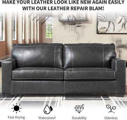 BSCPAM Dark Gray Leather Recoloring Balm with 100ml Mink Oil,Leather Couch Scratch Remover,Leather Repair kit for Vinyl Furniture and Car Interior,Leather Dye Paint,Mink Oil for Leather