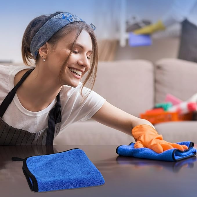 Tallew 80 Pcs Microfiber Towels 16 Inch x 16 Inch Microfiber Cloth Car Drying Towels for Cars Washing Polishing Office Windows Cleaning Household Supplies (Blue)