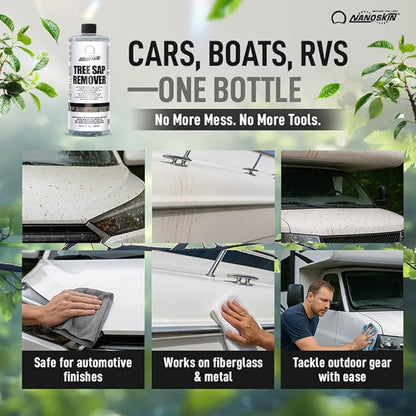 Nanoskin Tree Sap Remover 32 Oz. - Instant, Safe Car Detailing Solution | Optimized for Paint, Glass, Plastic & Trim | Compatible with Microfiber & Terry Cloth | Fast-Acting, Multi-Surface Application