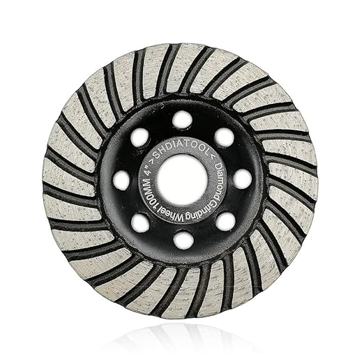 SHDIATOOL 4 Inch Turbo Row Diamond Grinding Cup Wheel for Concrete Granite Marble Masonry Brick Fits 7/8 Inch or 5/8 Inch Arbor