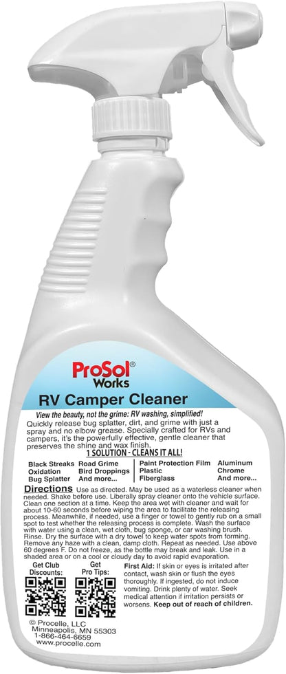 Bug Splat N' All RV Cleaner 32 fl oz - RV Car Wash Kit for Bug Guts, Road Grime, Bird Dropping Cleaner, Oxidation Remover & More - RV Wash for a Streak-Free Shine - Safe on All Surfaces