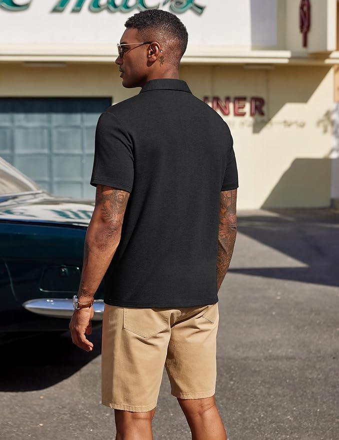 COOFANDY Mens Polo Shirts Short Sleeve Casual Summer Polo Tee Classic Collared Golf Stylish Tops