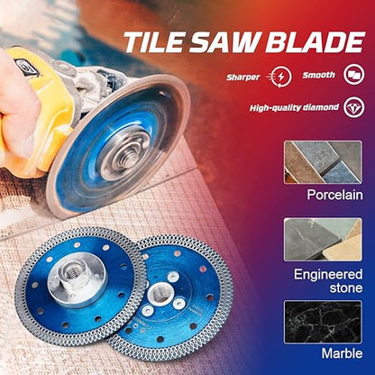 ZERICHIVE 4.5" Tile Blade,Super Thin Diamond Porcelain Blade with Flange for Cutting Porcelain Tile Stone