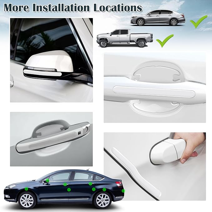16PCS Car Door Handle Protector, Waterproof Anti-Scratch Paint Invisible Cars Door Handle Bowl Sticker Avoiding Scratches, Auto Exterior Accessories Protection Film for Most Models (Clear Transparent)