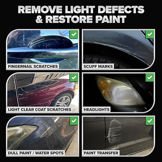 Carfidant Black Scratch and Swirl Remover - Car Paint Scratch Repair & Polishing Compound Kit with Buffer Pad - Restores Gloss & Removes Swirls, Oxidation & Light Scratches - 8.4 fl oz