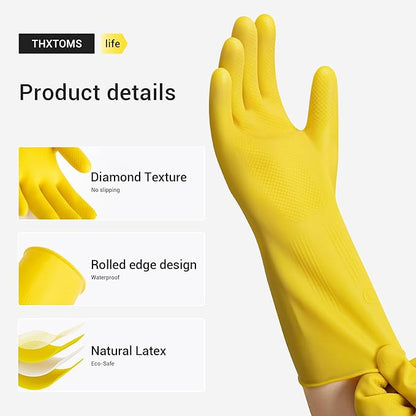 MNOPQ 10 Pairs Rubber Dishwashing Glove,Reusable Household Gloves,Cleaning Gloves for Kitchen, Bathroom, Gardening, Pet Care,Repairing,Extra Thickness, Non-Slip,S